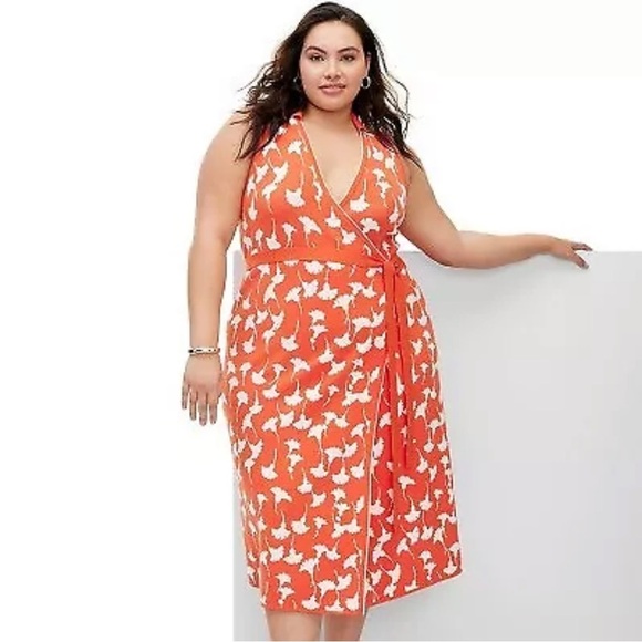 Diane Von Furstenberg Dresses & Skirts - NWT Collared Ginkgo Cherry Tomato Sweaterknit Wrap Dress - DVF x‎ Target 3X